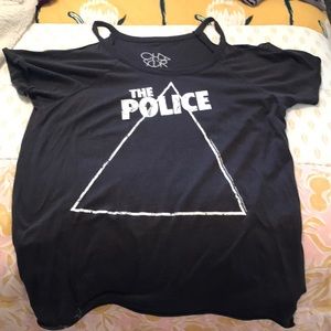 The Police Black T with exposed shoulders